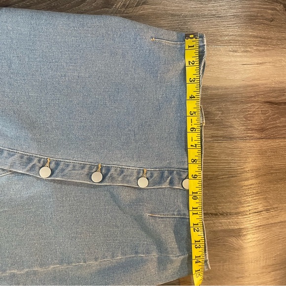 Edit by nine button down denim midi skirt high slit, medium, stretch denim,NWT - Picture 6 of 10